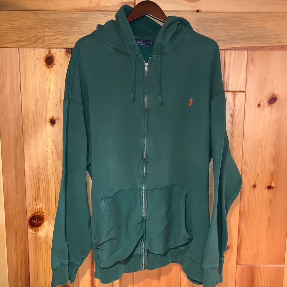 POLO RALPH LAUREN Green w/ Orange Pony Hoodie Sweatshirt 3XLT / 4XLT Big & Tall